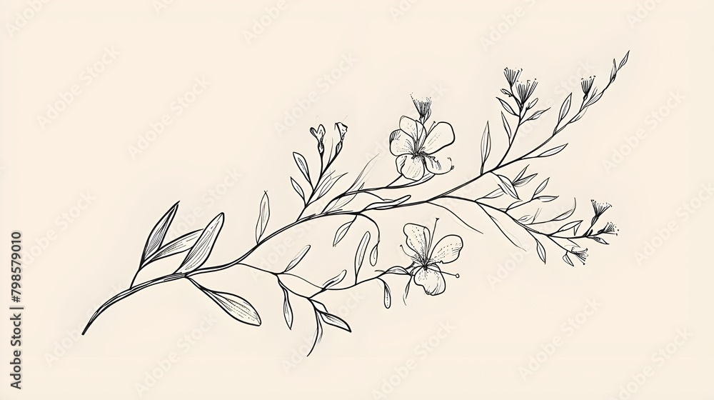 black flower motif sketch for design, vector - obrazy, fototapety, plakaty 