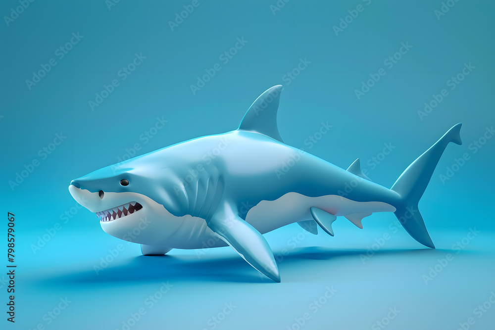 Fototapeta premium World Oceans Day, Shark, To celebrate and raise awareness of the world's oceans Let's work together to conserve the sea, Template 3d design