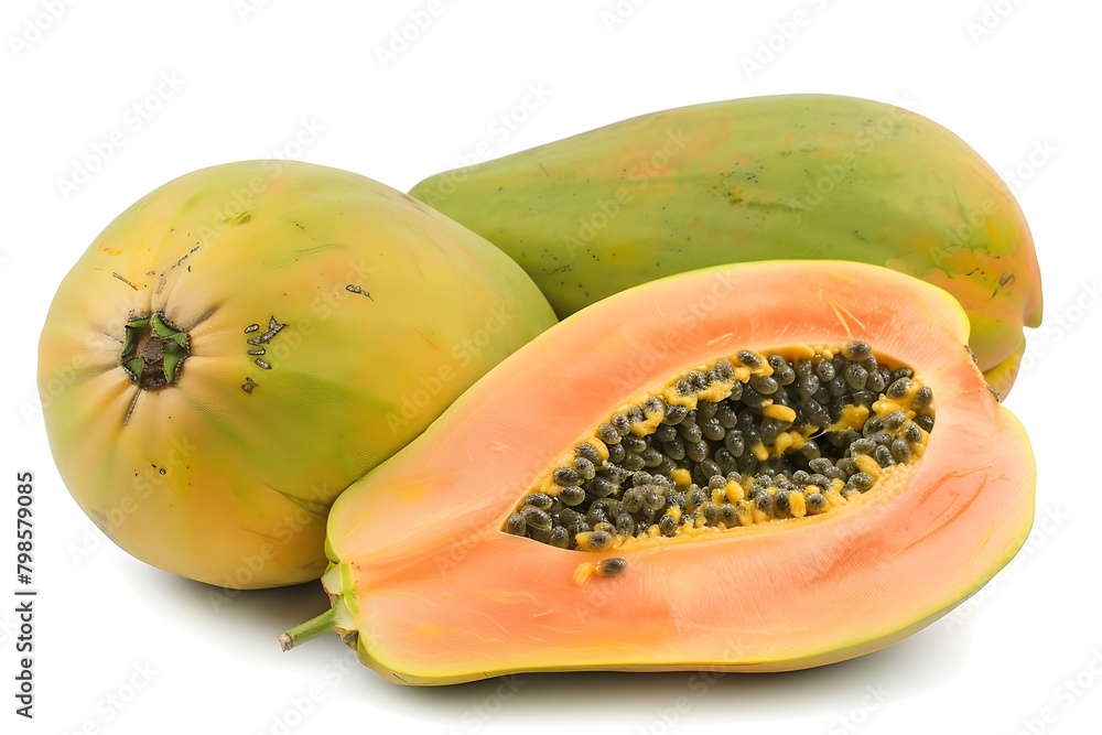 Papaya fruit isolated on a white background. Papaya fruit isolated on a white background.
