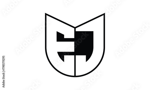 EJ initial letter bat icon gaming logo design vector template. batman logo, sports logo, monogram, polygon, war game, symbol, playing logo, abstract, fighting, typography, icon, minimal, wings, battle