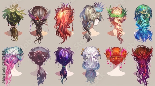 Enchanting Anime Tresses: A Dazzling Spectrum of Fantasy Hairstyles. photo