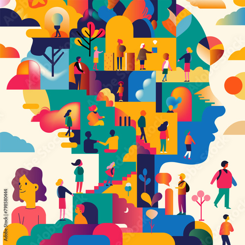 Abstract Community Interaction Art vector