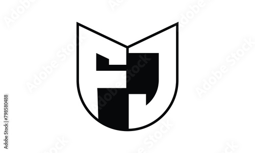 FJ initial letter bat icon gaming logo design vector template. batman logo, sports logo, monogram, polygon, war game, symbol, playing logo, abstract, fighting, typography, icon, minimal, wings, battle