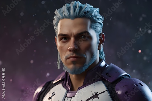 white guy with light blue dreadlocks and purple eyes white milk splashes flying around in the background In the style of marvel studios 3D unreal engine 5 octane render raytrace ultra ... See More
 photo