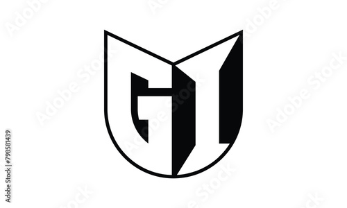 GI initial letter bat icon gaming logo design vector template. batman logo, sports logo, monogram, polygon, war game, symbol, playing logo, abstract, fighting, typography, icon, minimal, wings, battle