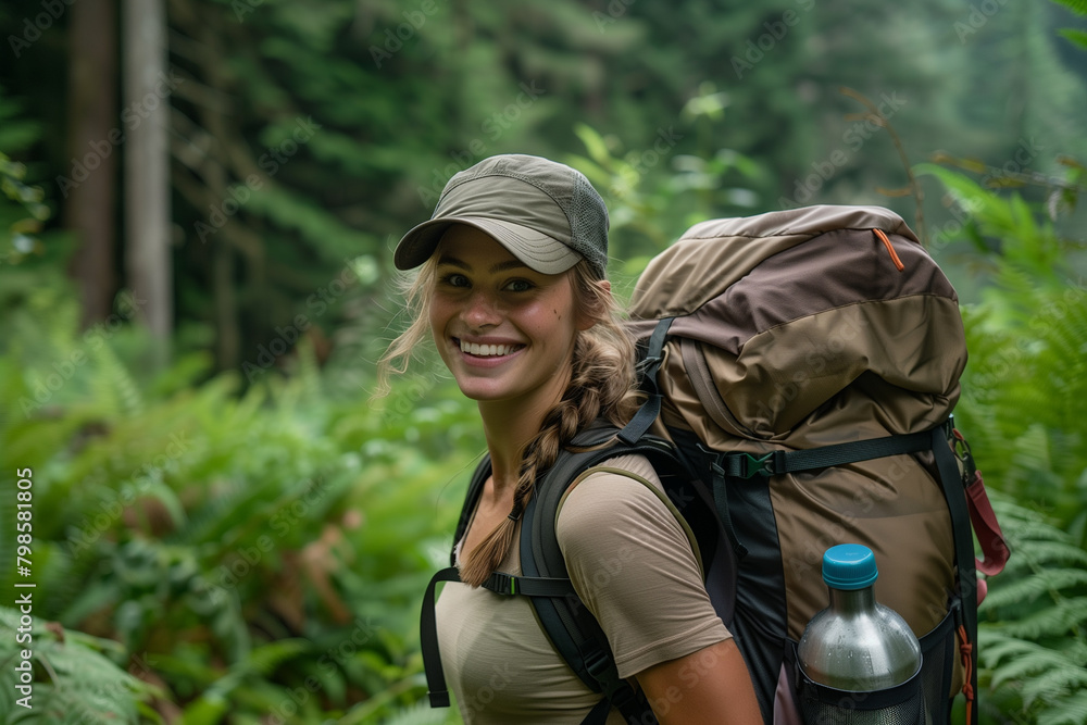 Fototapeta premium Happy Camper in a Verdant Woodland