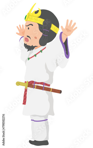 両手を広げる古墳時代の大王