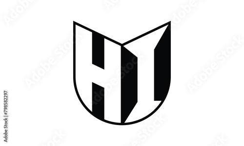 HI initial letter bat icon gaming logo design vector template. batman logo, sports logo, monogram, polygon, war game, symbol, playing logo, abstract, fighting, typography, icon, minimal, wings, battle