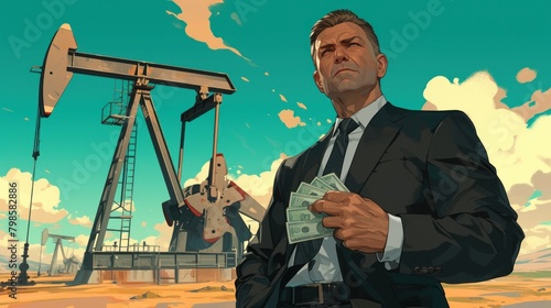 businessman extracting oil