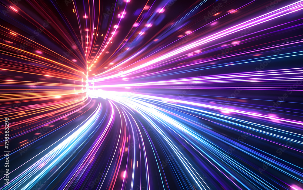 Imitation of the movement of information flow using a large number of multi-colored neon lines. Technology background Imitation of the movement of information flow using a large number of multi-colored neon lines. Technology background