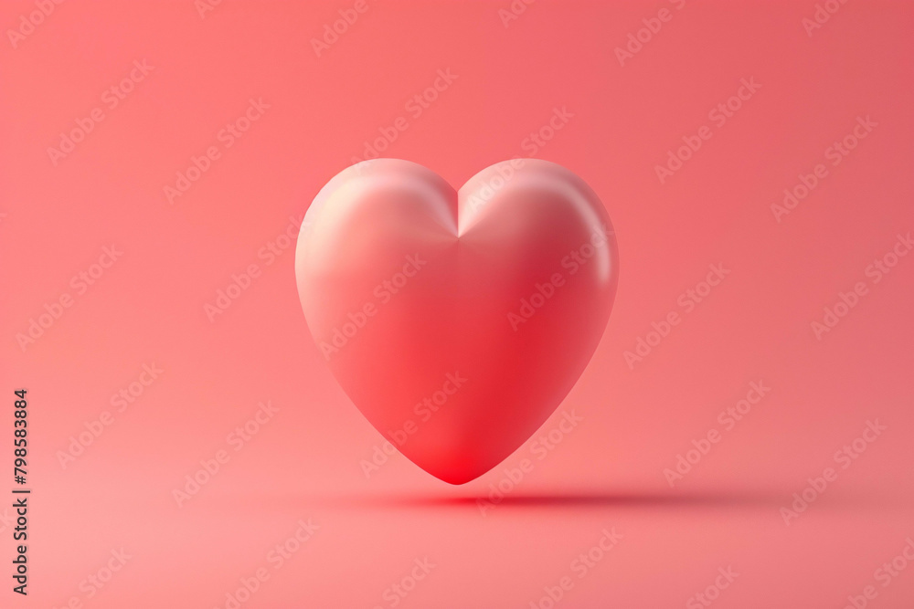 Heart of Bliss: Delicate Pink Icon Floating on Pastel Red Background