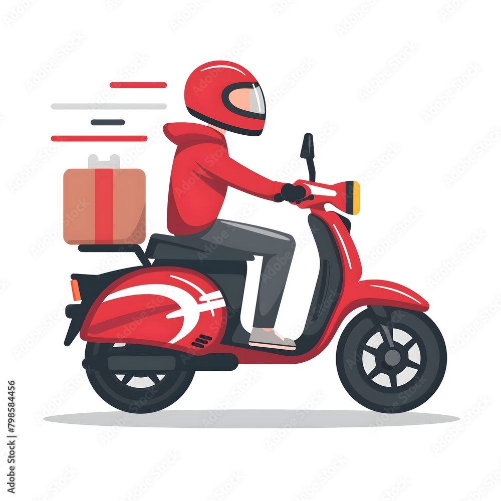 Delivery on motorbike  - obrazy, fototapety, plakaty 