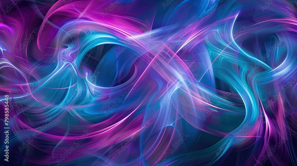 Obraz premium Dynamic abstract waves in iridescent shades of turquoise and magenta