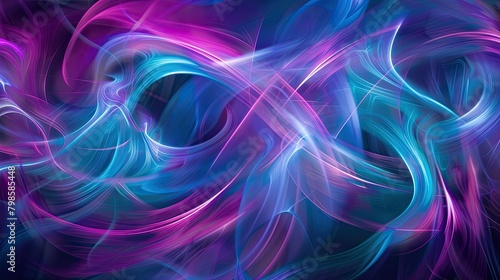 Dynamic abstract waves in iridescent shades of turquoise and magenta