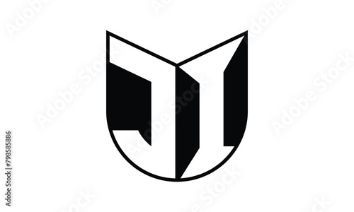 JI initial letter bat icon gaming logo design vector template. batman logo, sports logo, monogram, polygon, war game, symbol, playing logo, abstract, fighting, typography, icon, minimal, wings, battle
