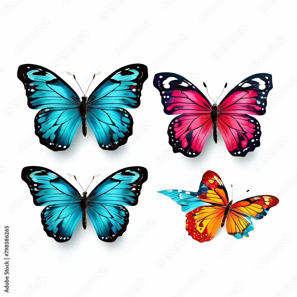 patterned decorative butterflies isolated on a white background with copy space banner freedom con ,generate ai patterned decorative butterflies isolated on a white background with copy space banner freedom con ,generate ai