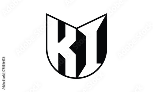 KI initial letter bat icon gaming logo design vector template. batman logo, sports logo, monogram, polygon, war game, symbol, playing logo, abstract, fighting, typography, icon, minimal, wings, battle
