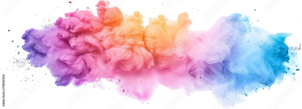 Watercolor rainbow color powder cloud