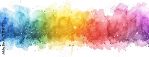 Watercolor rainbow color powder cloud