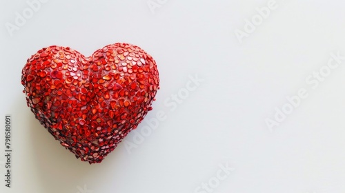 Red heart shape on a white backdrop photo