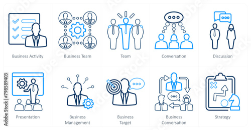 A set of 10 mix icons as business activity, business team, team