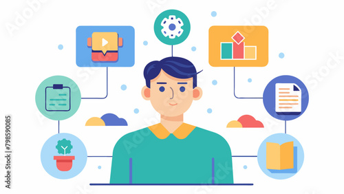 A program that offers individualized coaching and support for neurodivergent adults who are struggling to maintain employment due to their. Vector illustration