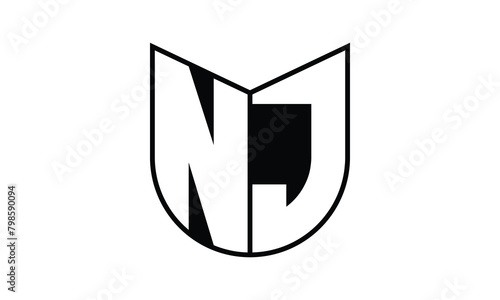 NJ initial letter bat icon gaming logo design vector template. batman logo, sports logo, monogram, polygon, war game, symbol, playing logo, abstract, fighting, typography, icon, minimal, wings, battle