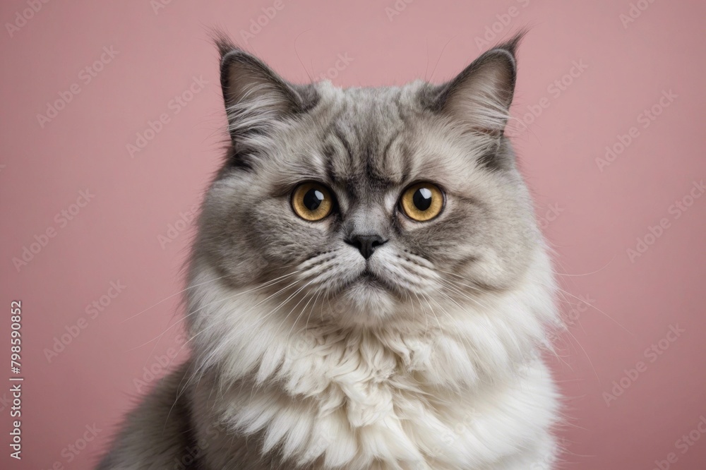 Portrait of Persian cat looking at camera, copy space. Studio shot.