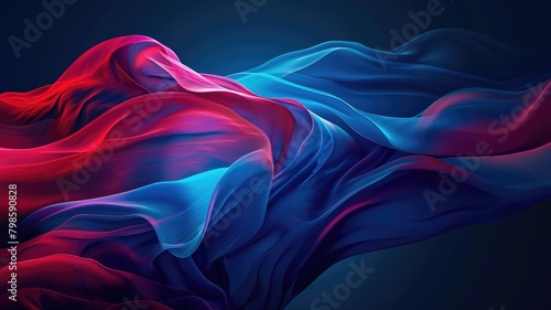 The abstract picture of the two colours of blue and red colours that has been created in form of the waving shiny smooth satin fabric that curved and bend around this beauty abstract picture. AIGX01.