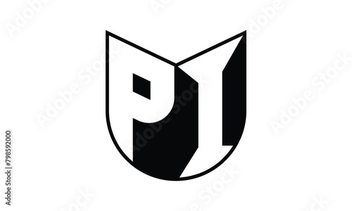 PI initial letter bat icon gaming logo design vector template. batman logo, sports logo, monogram, polygon, war game, symbol, playing logo, abstract, fighting, typography, icon, minimal, wings, battle