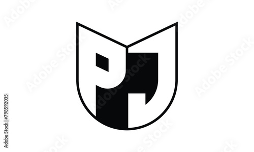 PJ initial letter bat icon gaming logo design vector template. batman logo, sports logo, monogram, polygon, war game, symbol, playing logo, abstract, fighting, typography, icon, minimal, wings, battle