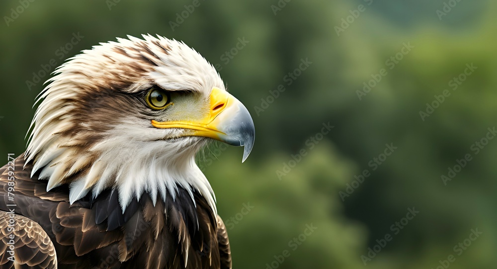 Close up view of an eagle bird showing its head and beak