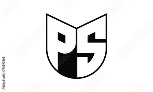 PS initial letter bat icon gaming logo design vector template. batman logo, sports logo, monogram, polygon, war game, symbol, playing logo, abstract, fighting, typography, icon, minimal, wings, battle