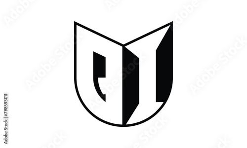 QI initial letter bat icon gaming logo design vector template. batman logo, sports logo, monogram, polygon, war game, symbol, playing logo, abstract, fighting, typography, icon, minimal, wings, battle