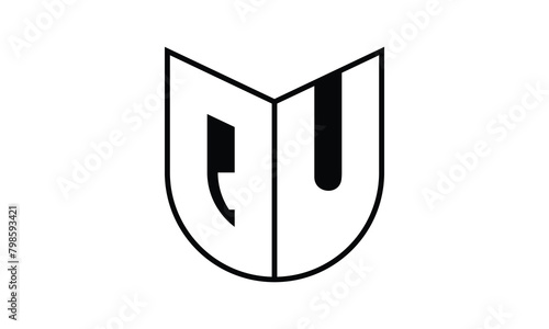 QU initial letter bat icon gaming logo design vector template. batman logo, sports logo, monogram, polygon, war game, symbol, playing logo, abstract, fighting, typography, icon, minimal, wings, battle