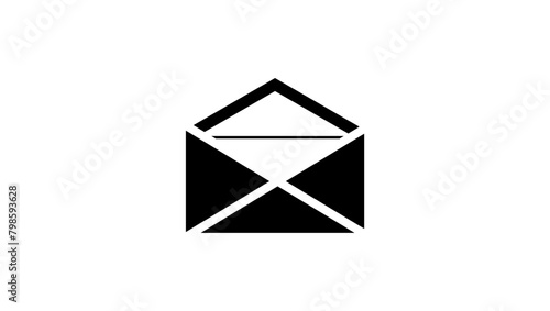 open email, black isolated silhouette