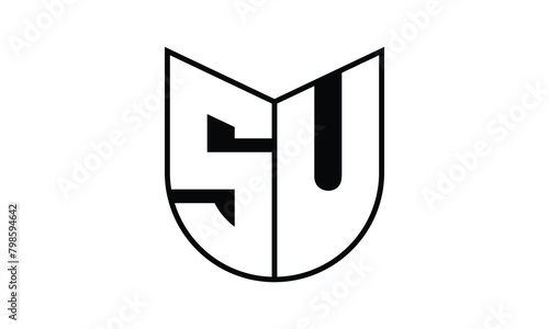 SU initial letter bat icon gaming logo design vector template. batman logo, sports logo, monogram, polygon, war game, symbol, playing logo, abstract, fighting, typography, icon, minimal, wings, battle