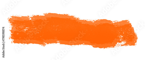Orange stroke of paint texture isolated on transparent background, Hand painted stroke of paint texture brush