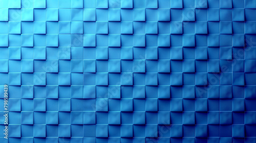 Abstract blue background consisting of many blue squares casting shadows on each other