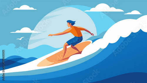 A surfer rides the waves finding a sense of adrenaline and freedom as they ride the endless ocean leaving their worries on the shore.. © Justlight