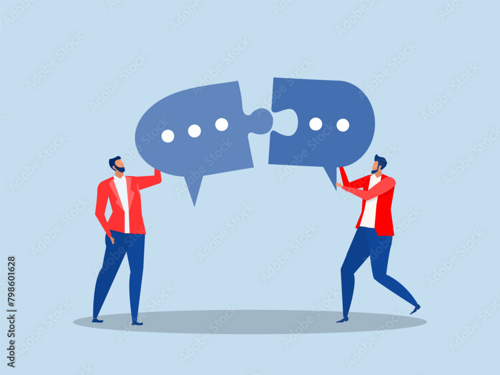 Communication concept.leadership to communicate and connect ideas in brainstorm session concept, Business communicate with connected jigsaw puzzle speech bubble. Communication concept.leadership to communicate and connect ideas in brainstorm session concept, Business communicate with connected jigsaw puzzle speech bubble.