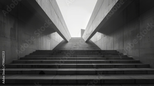 Architectural symmetry of a minimalist staircase. photo