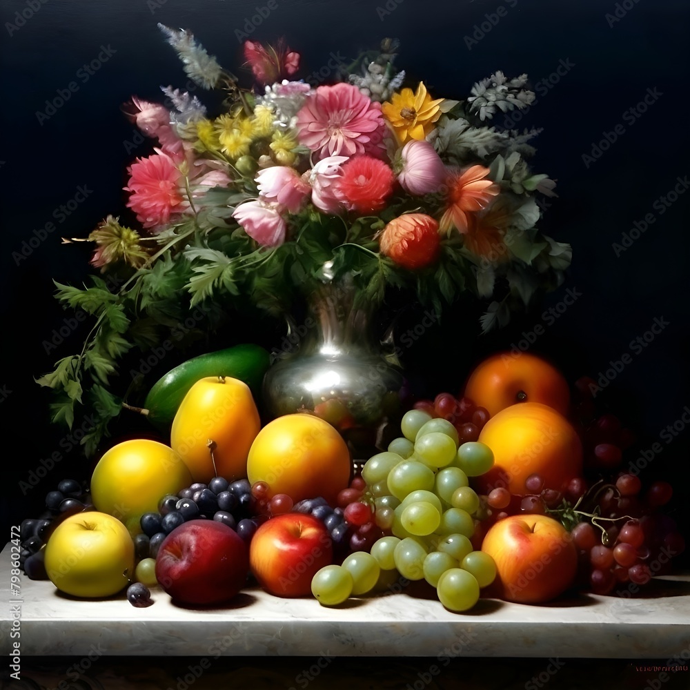 Stillleben - Blumen und Früchte. Hintergrund für das Design 3. Stillleben - Blumen und Früchte. Hintergrund für das Design 3.