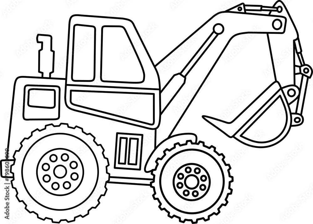 Naklejka premium Excavator line art for coloring book page