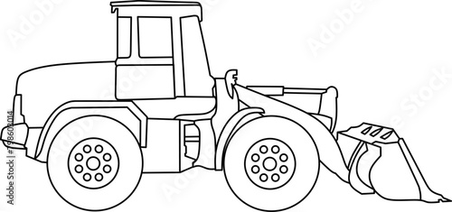 Buldozer line art for coloring book page