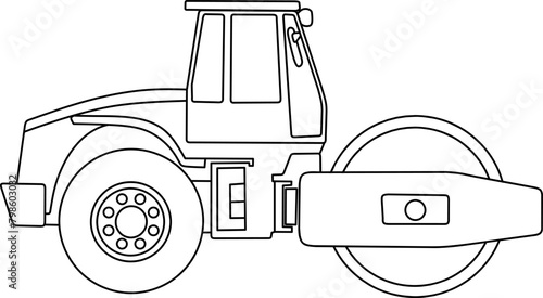 Compactor line art for coloring book page