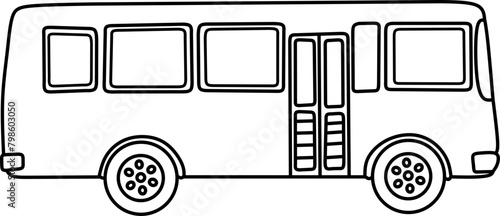 Bus line art for coloring book page