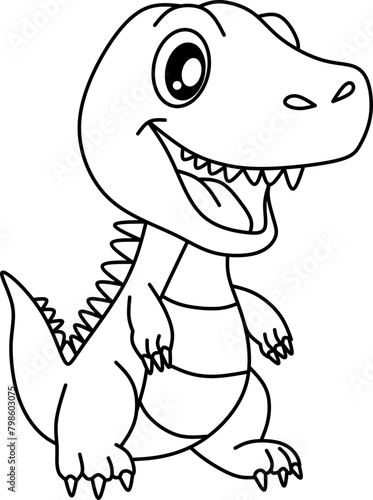 Dino line art for coloring book page