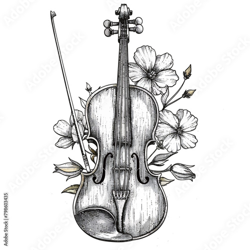 Hand drawn violin on white background. Vector illustration for your design.