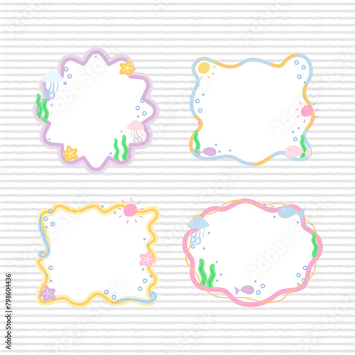 cute ocean theme notepad frame design collection for journal book